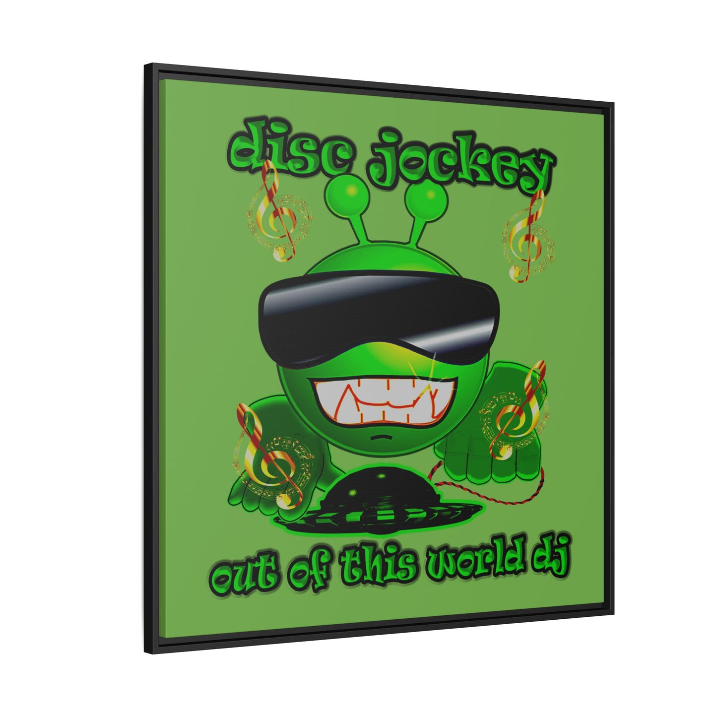 disc jockey - framed canvas art (green)