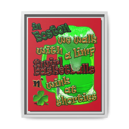 celtics logo - framed canvas art (dark red)