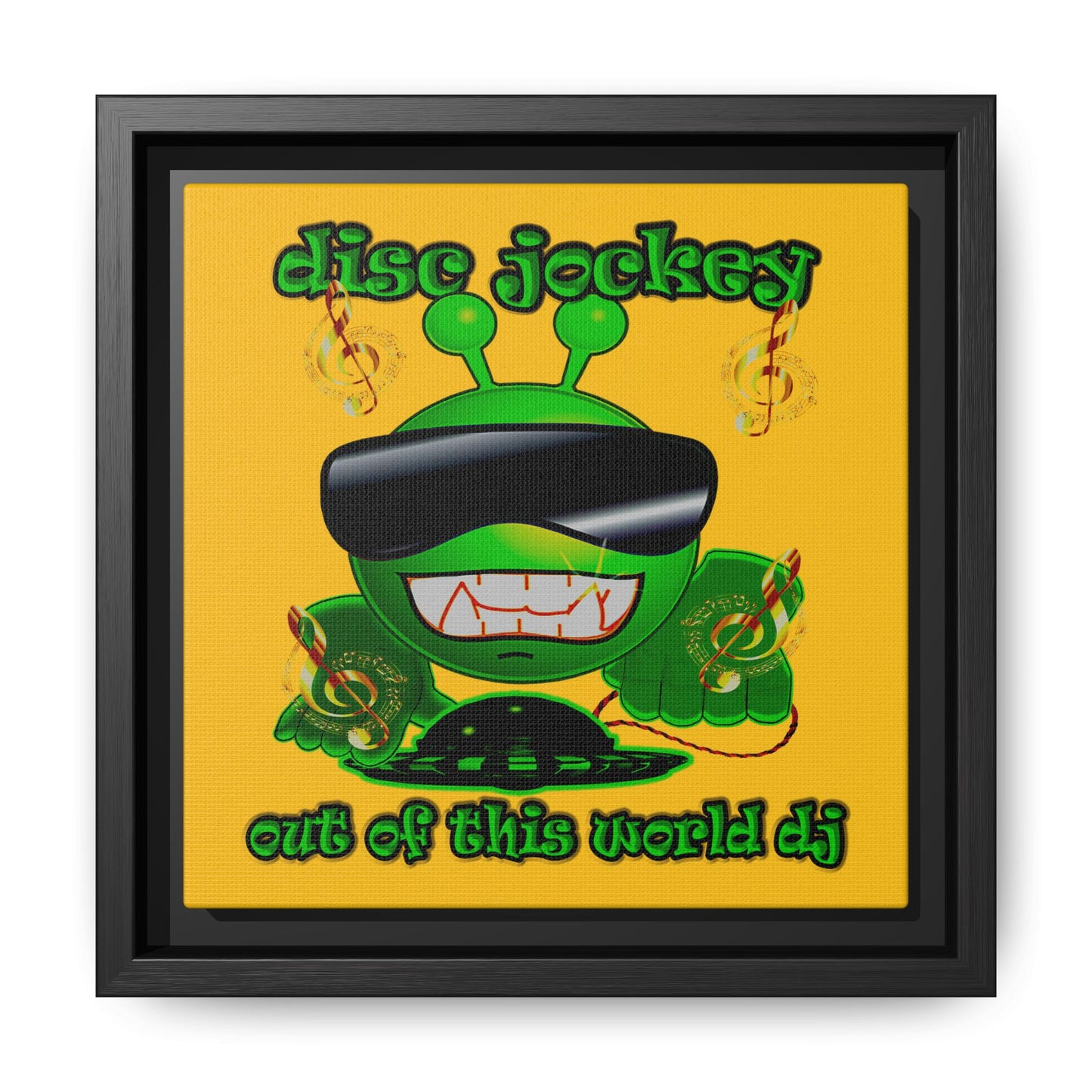 disc jockey - framed canvas art (yellow)