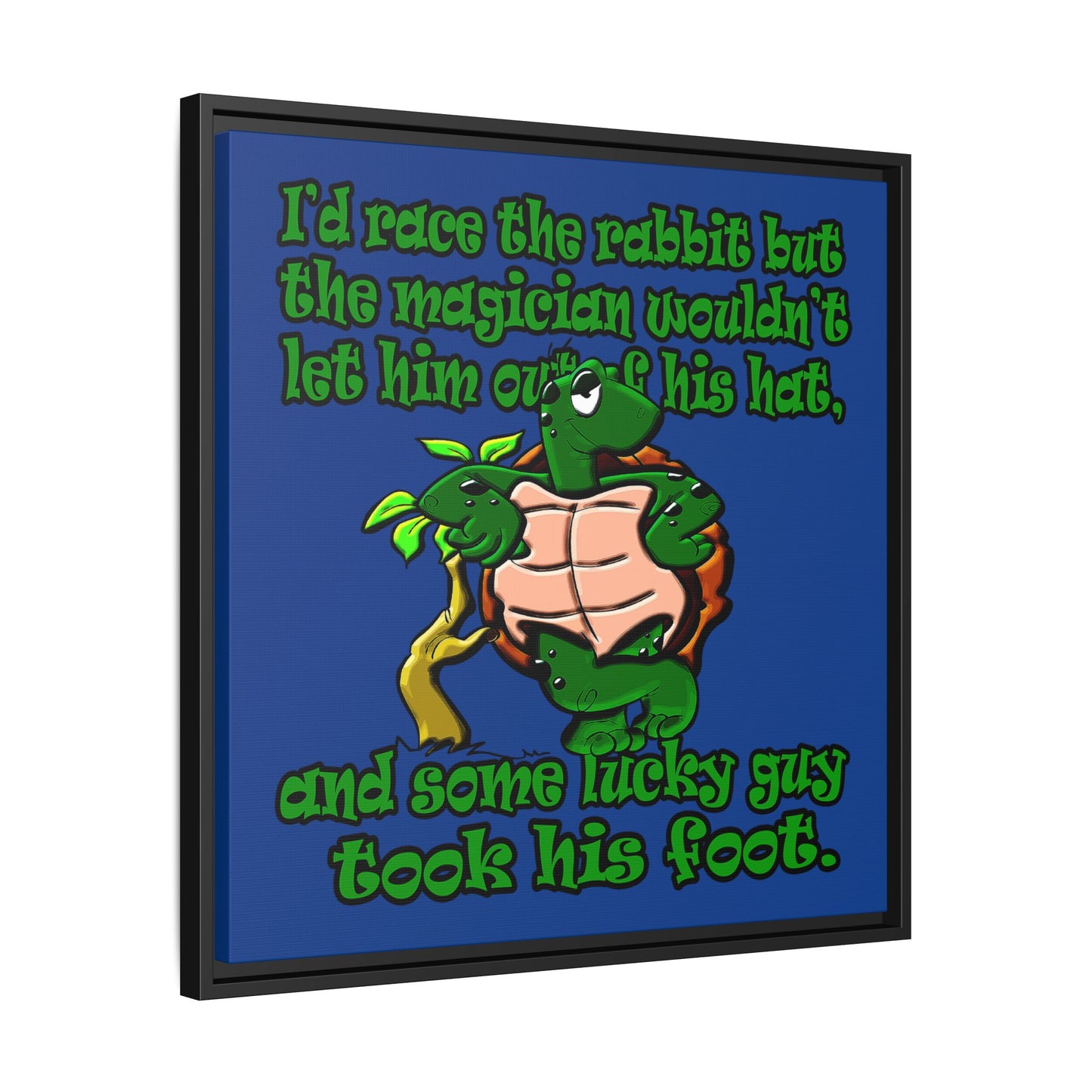 turtle race - framed canvas art (dark blue)