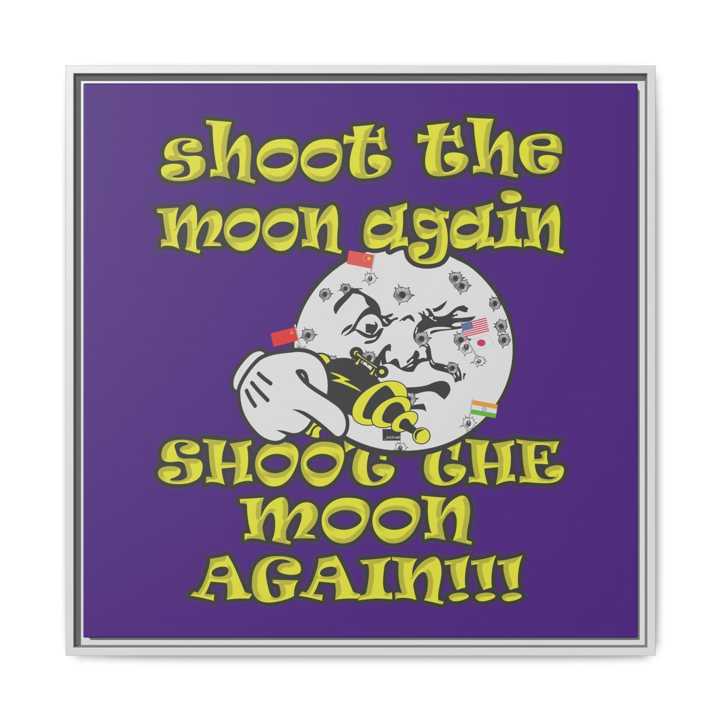 shoot the moon again - framed canvas art (purple)