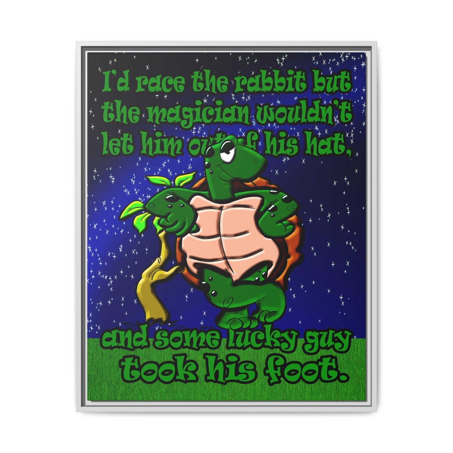 turtle race - framed canvas art ('snoops' background)