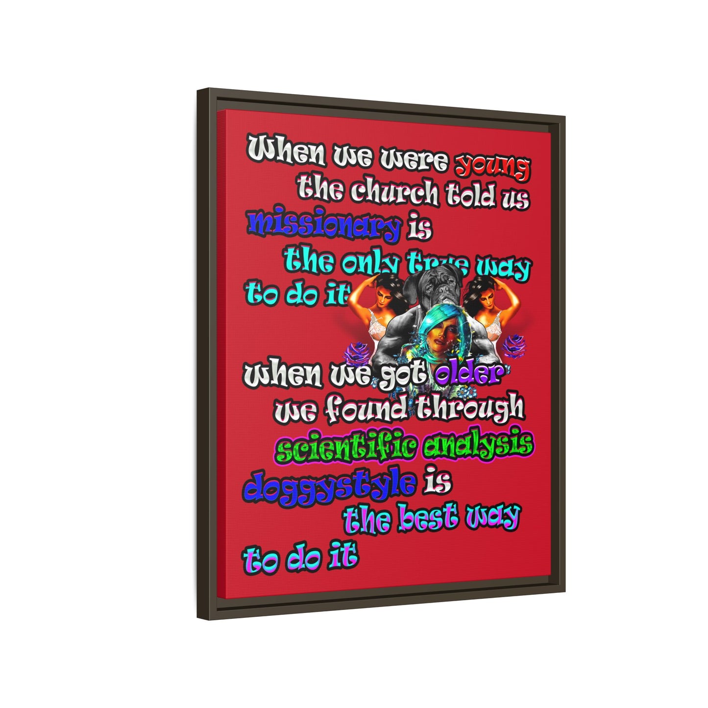 doggystyle - framed canvas art (dark red)