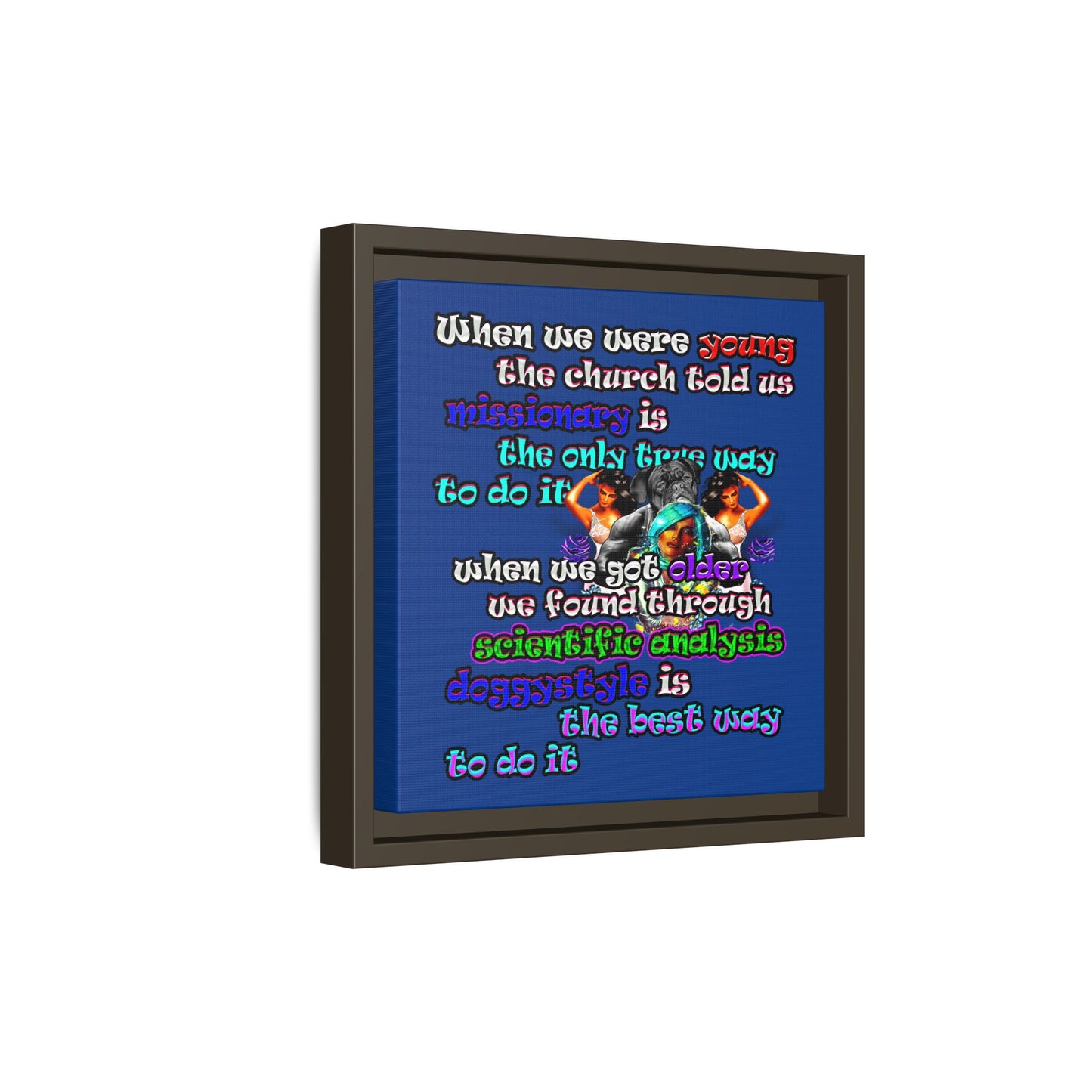 doggystyle - framed canvas art (dark blue)