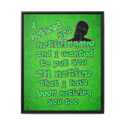 noticed you noticing - framed canvas art (green turf)