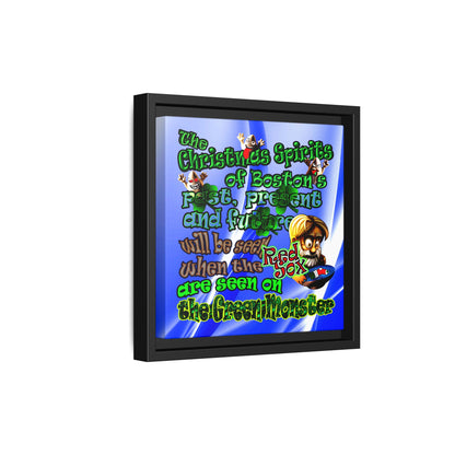 christmas spirits of boston - framed canvas art (blue-white wave)