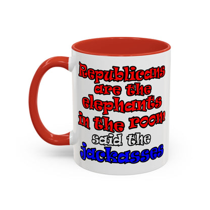 donkeys and elephants - Accent Mug (white)