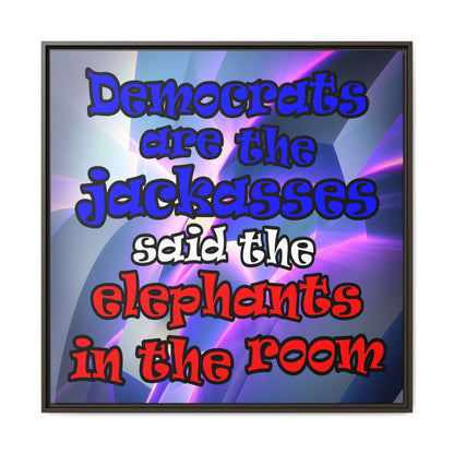 donkeys and elephants - framed canvas art (grey-pink wave)