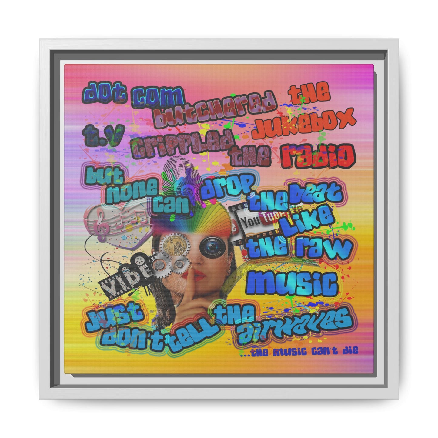 drop the beat - framed canvas art (color blur)