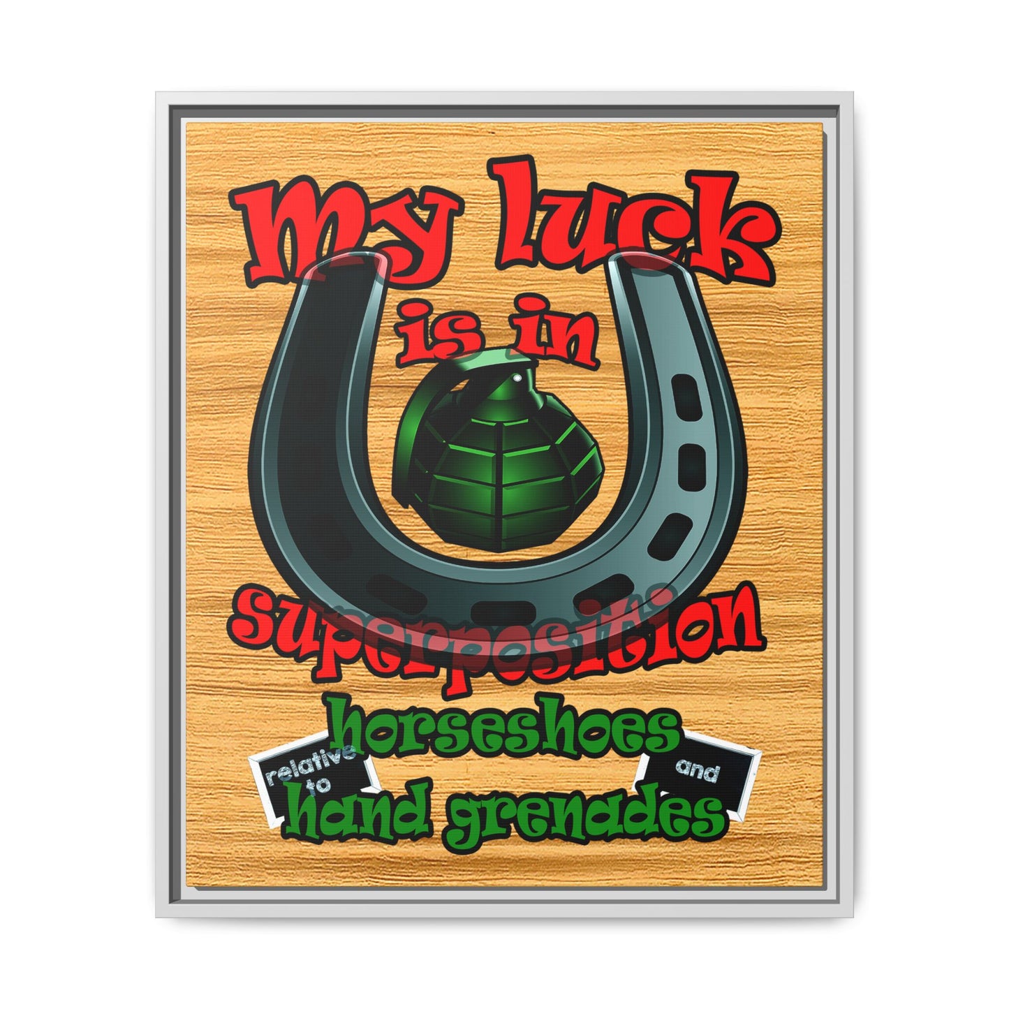 my luck - framed canvas art (butterscotch wood finish)