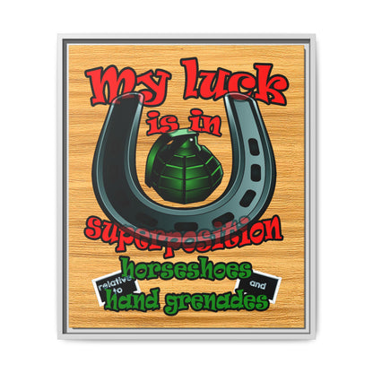my luck - framed canvas art (butterscotch wood finish)