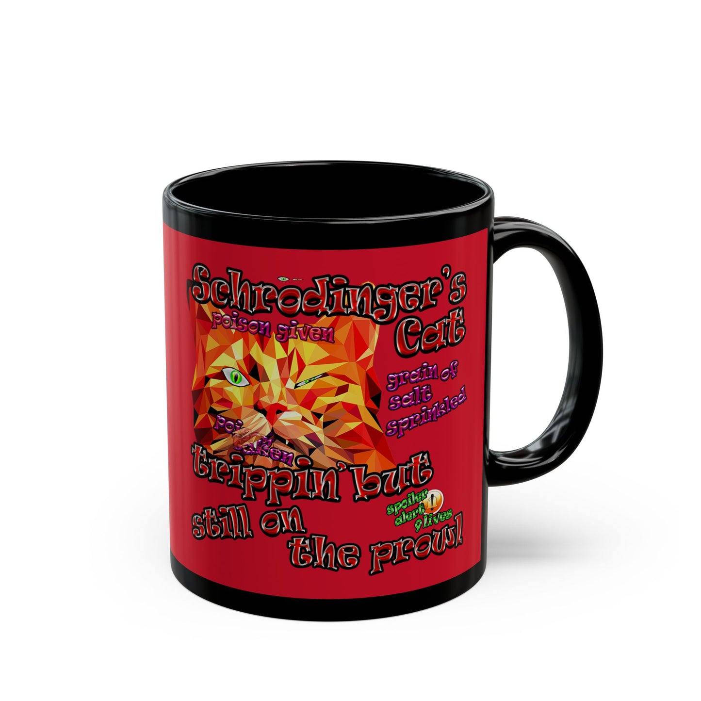 schrodinger's cat - Black Mug (dark red)