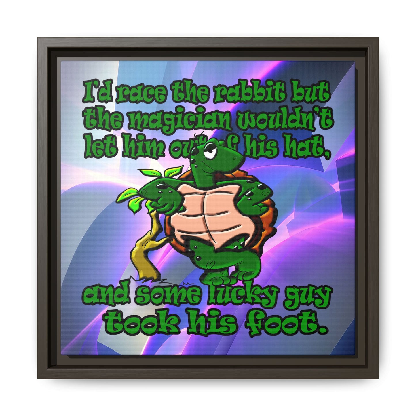 turtle race - framed canvas art (grey-pink wave)