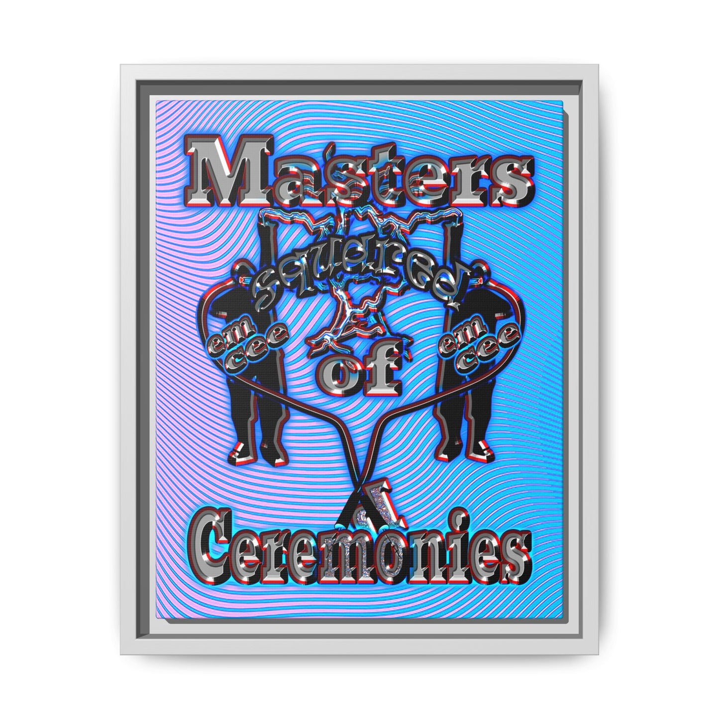 em cee squared - framed canvas art (light blue-purple wave)