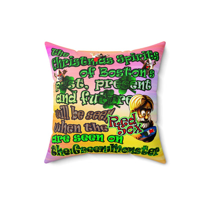 christmas spirits of boston - Spun Polyester Square Pillow - (color blur)