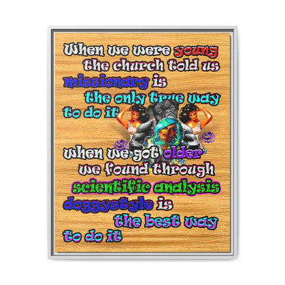 doggystyle - framed canvas art (butterscotch wood finish)