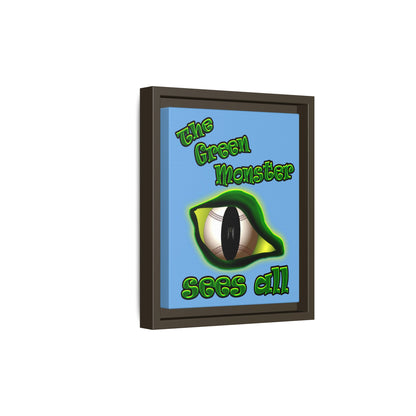 green monster - framed canvas art (light blue)