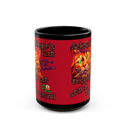 schrodinger's cat - Black Mug (dark red)