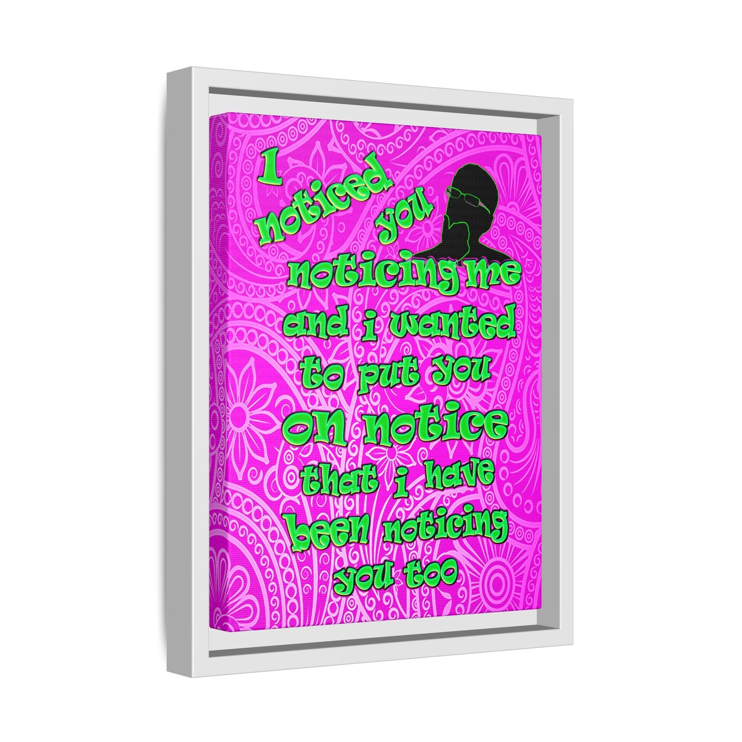 noticed you noticing - framed canvas art (pink swirl)