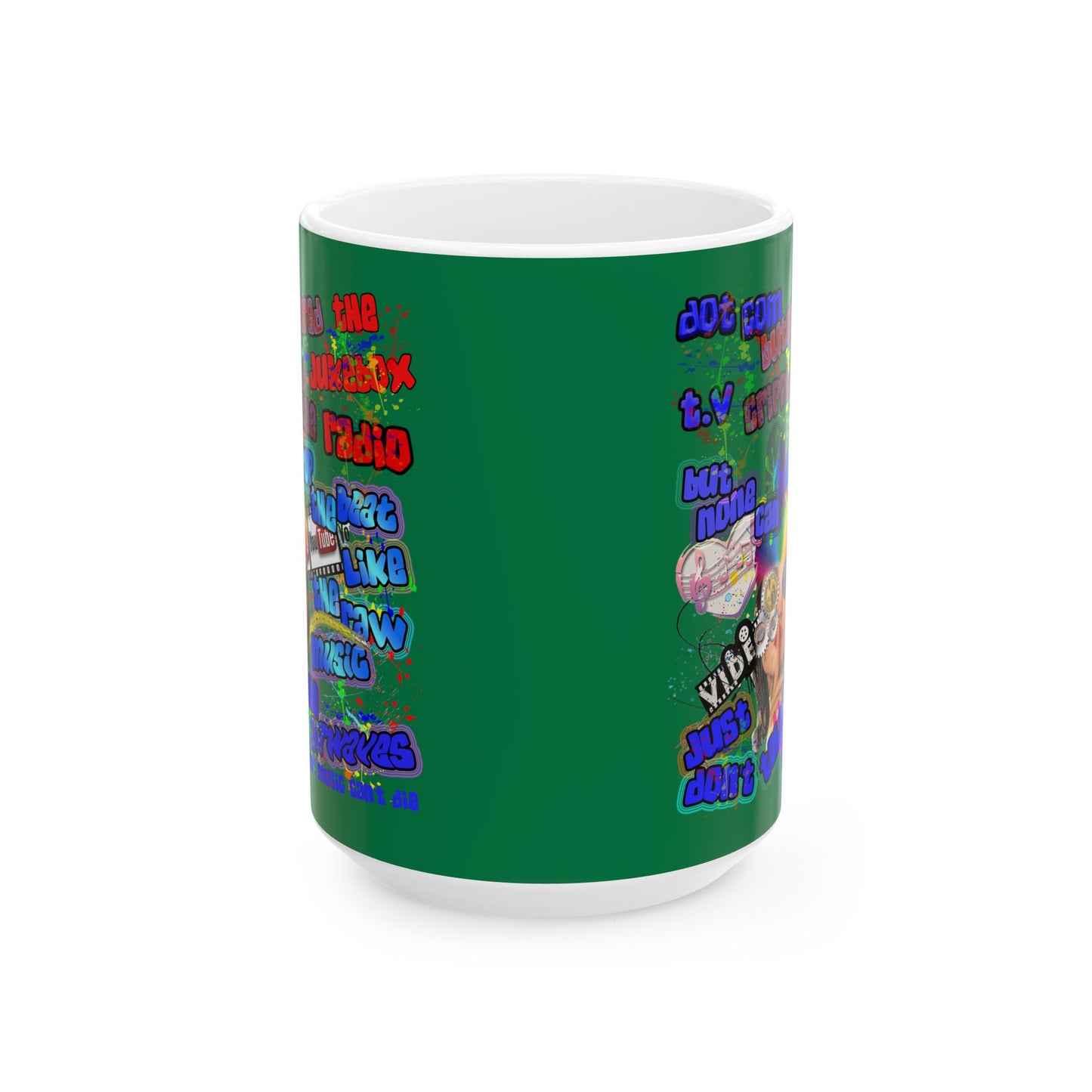 drop the beat - White Mug (dark green)