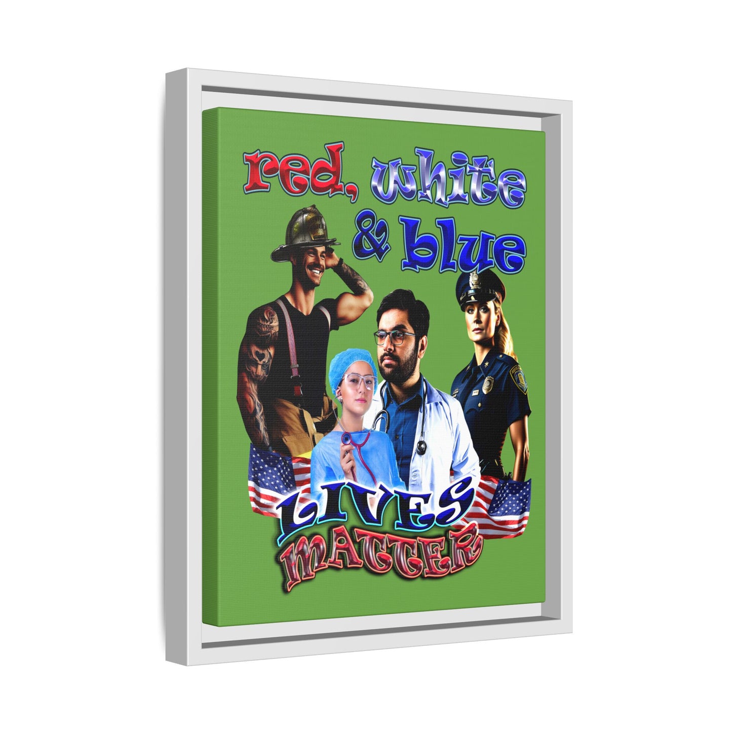rw&b lives matter - framed canvas art (green)
