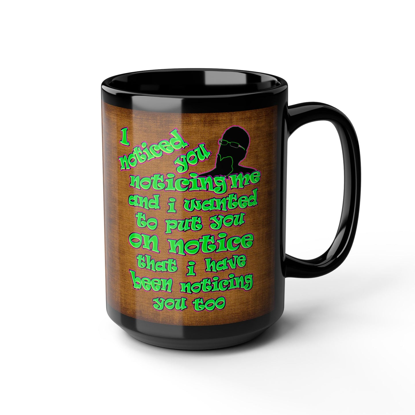 noticed you noticing - Black Mug (brown papyrus)