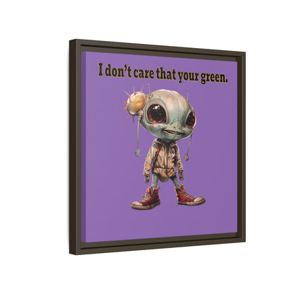 I don't care that your green - framed canvas art (light purple)
