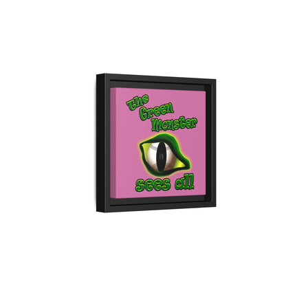 green monster - framed canvas art (light pink)
