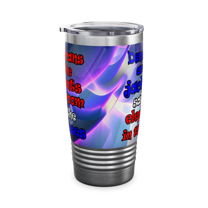 donkeys and elephants - Ringneck Tumbler, 20oz (grey-pink wave)