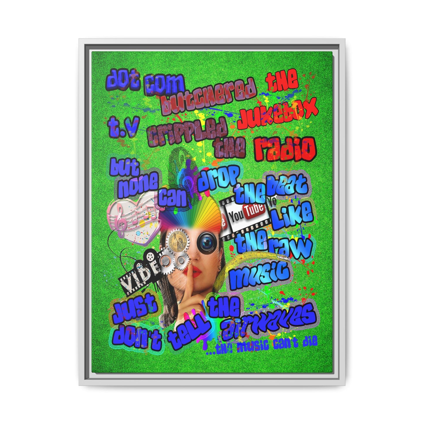 drop the beat - framed canvas art (green turf)