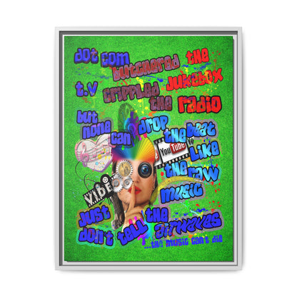drop the beat - framed canvas art (green turf)