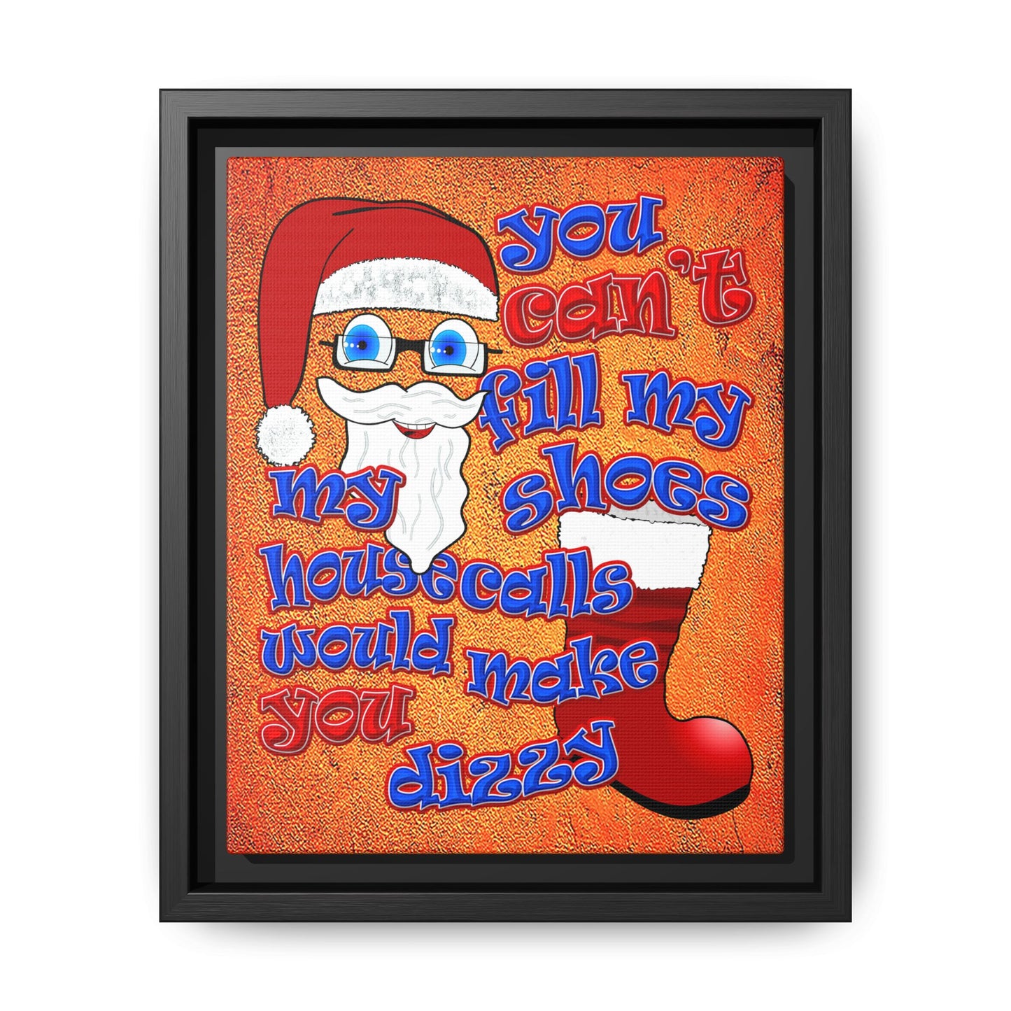 santa's shoes - framed canvas art (burnt orange)