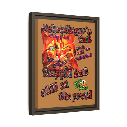 schrodinger's cat - framed canvas art (light brown)