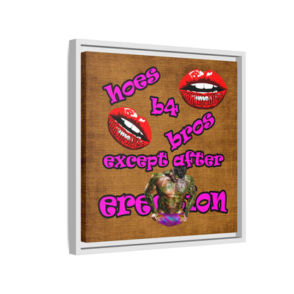 hoes b4 bros - framed canvas art (brown papyrus)