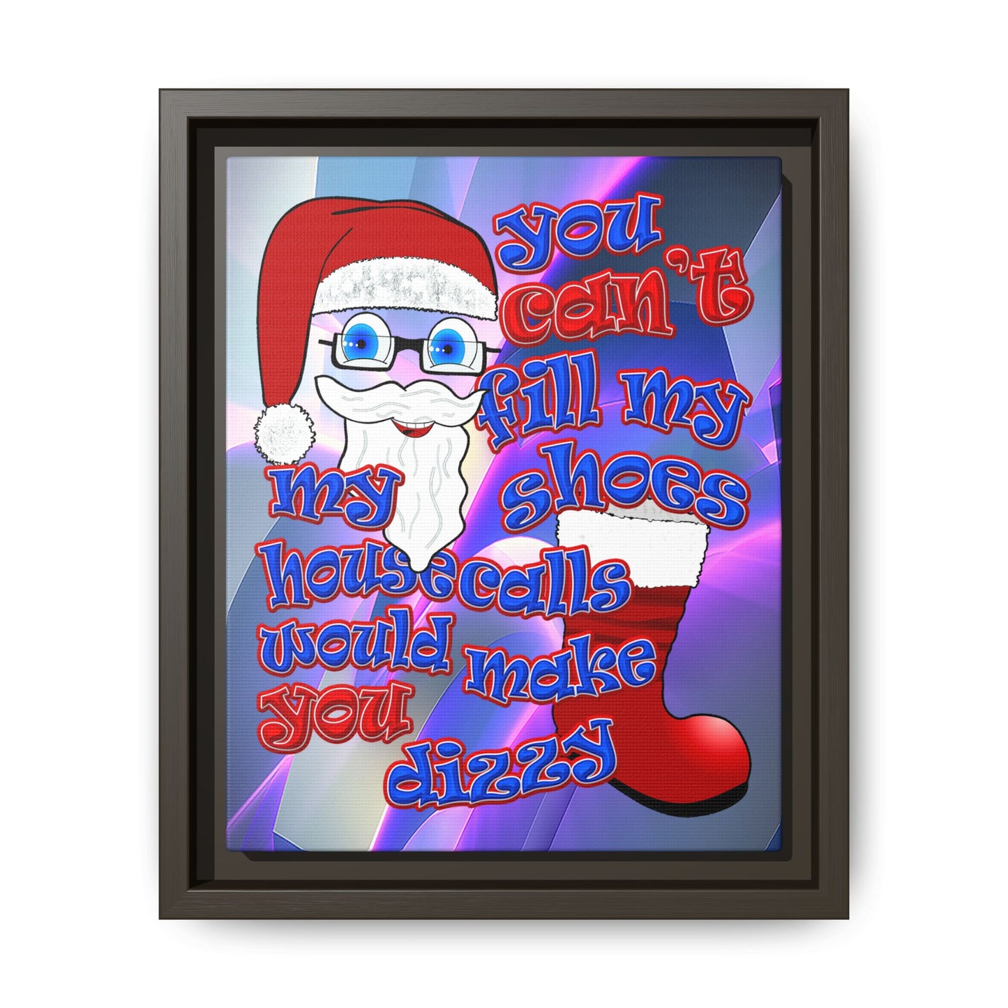 santa's shoes - framed canvas art (grey-pink wave)
