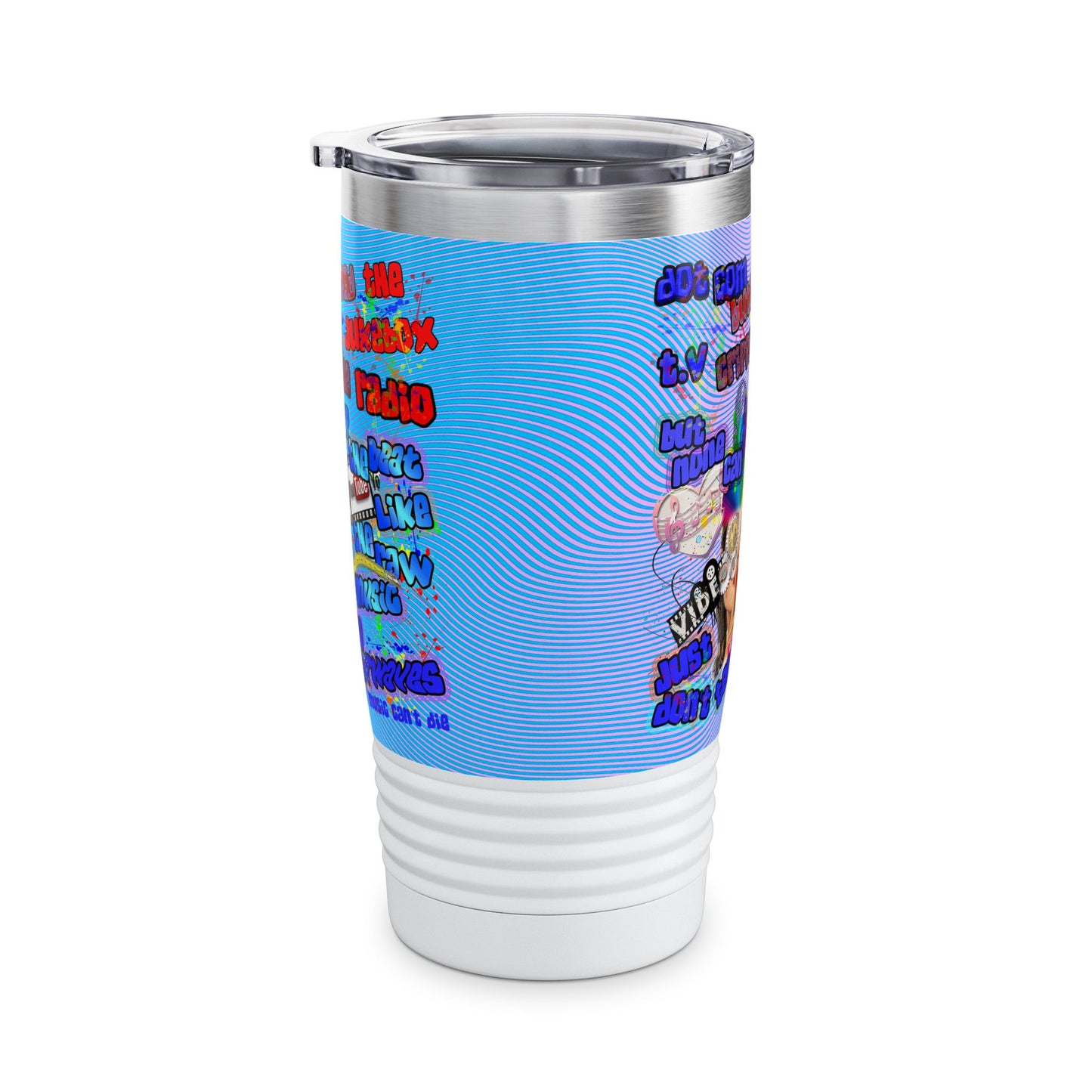 drop the beat - Ringneck Tumbler, 20oz  (light blue-purple wave)