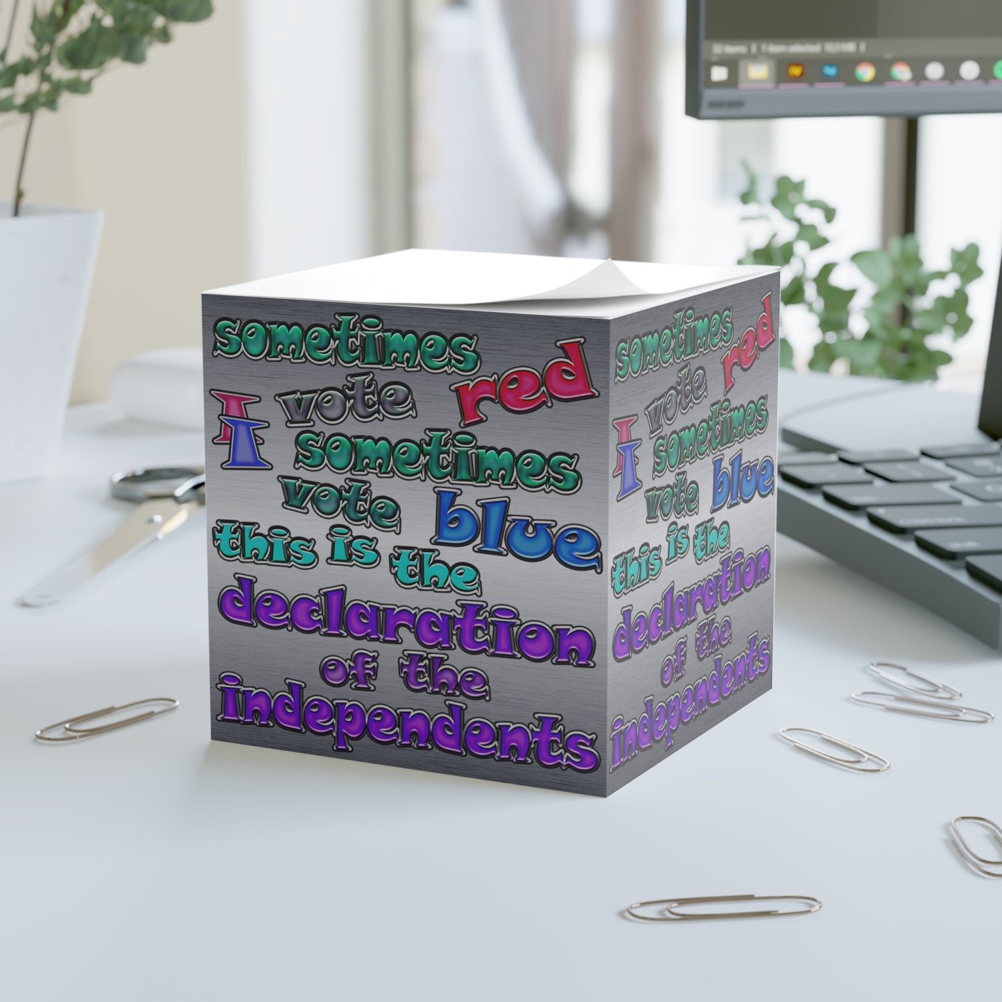 declaration of the independents - note cube (brushed nickel)