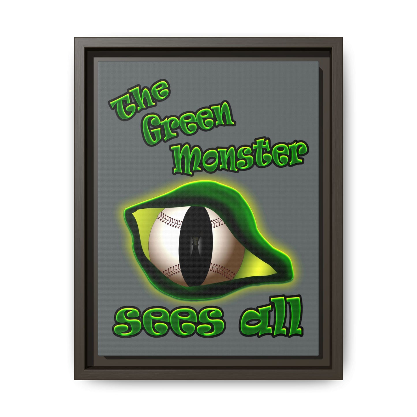 green monster - framed canvas art (dark grey)