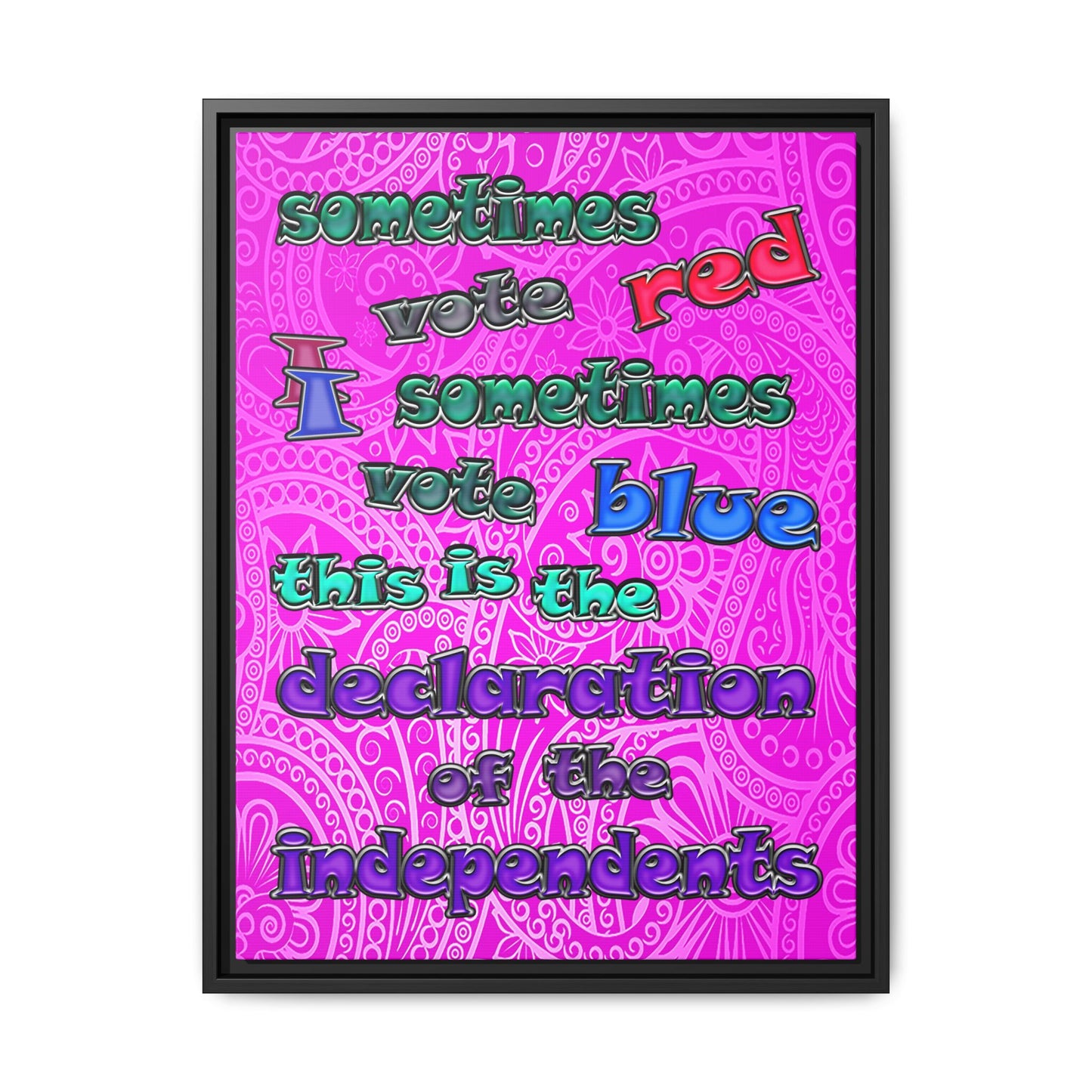declaration of the independents - framed canvas art (pink swirl)