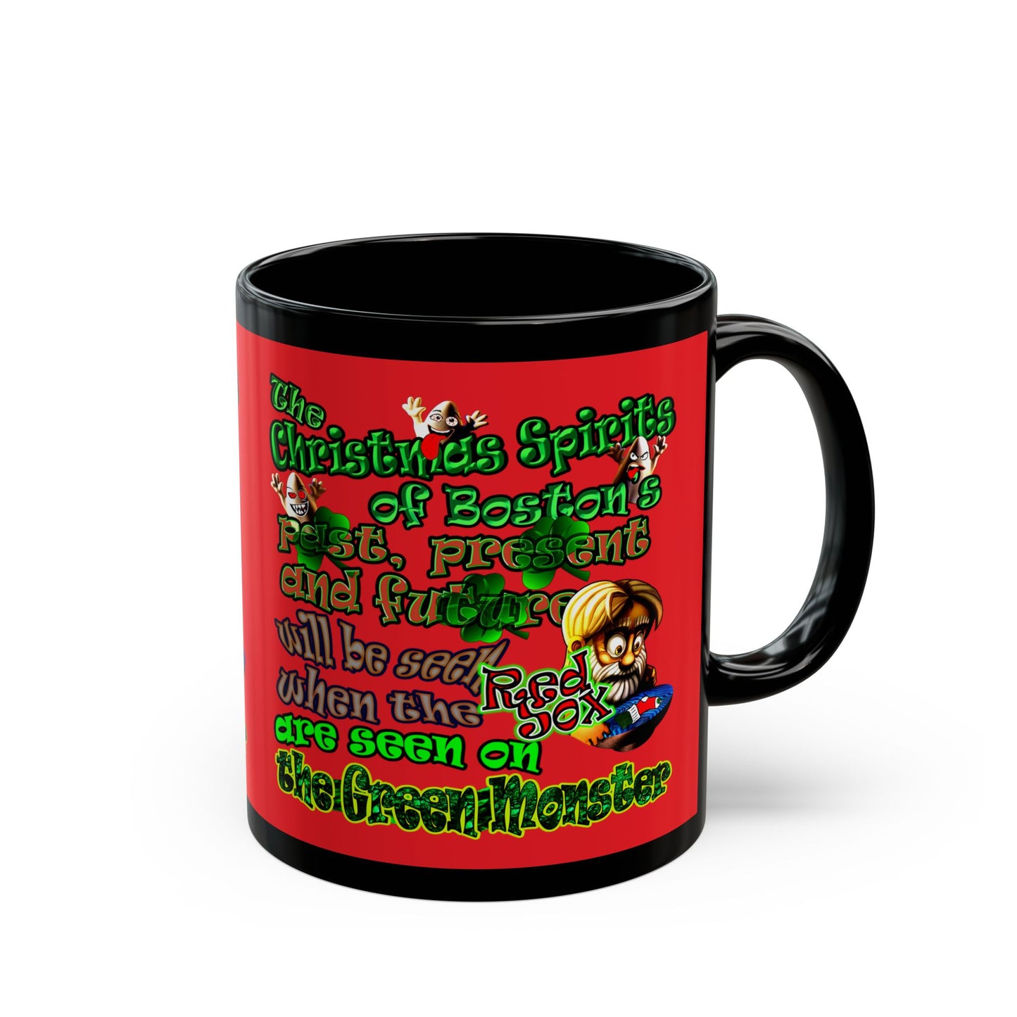 christmas spirits of boston - Black Mug (red)