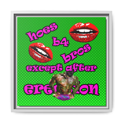 hoes b4 bros - framed canvas art (logo green)