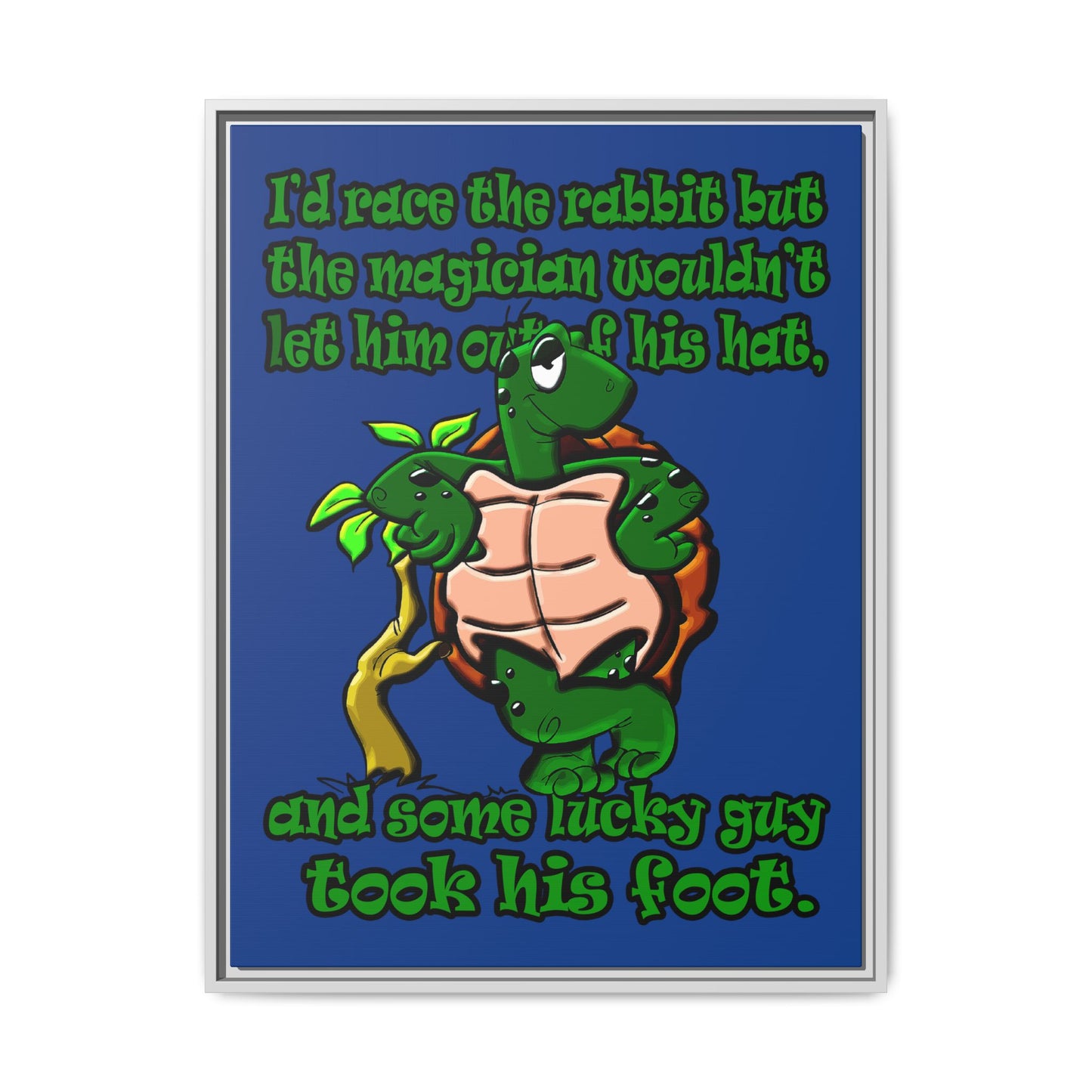 turtle race - framed canvas art (dark blue)