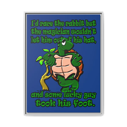 turtle race - framed canvas art (dark blue)
