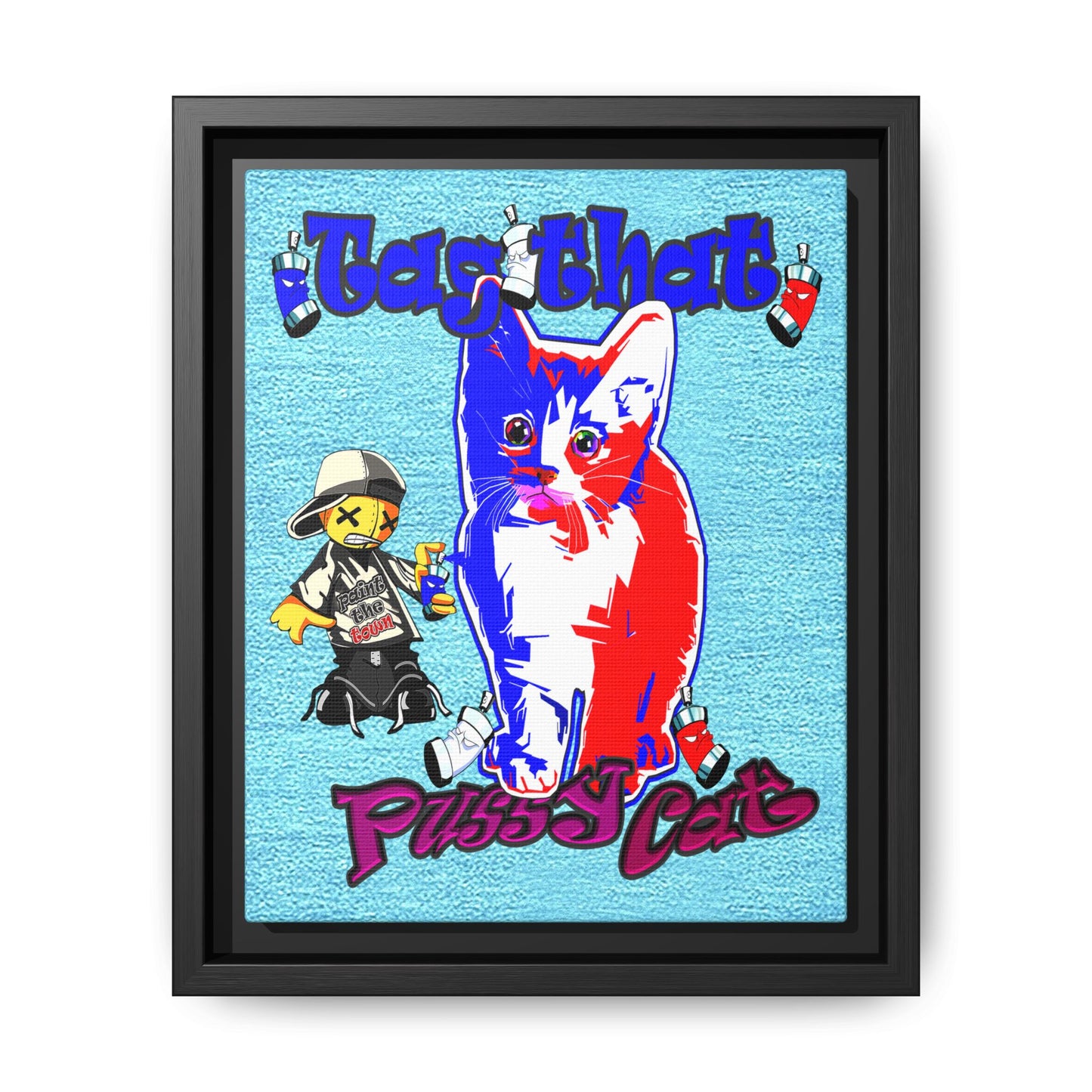 tag that - framed canvas art (faded blue)