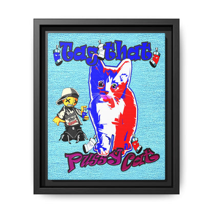 tag that - framed canvas art (faded blue)