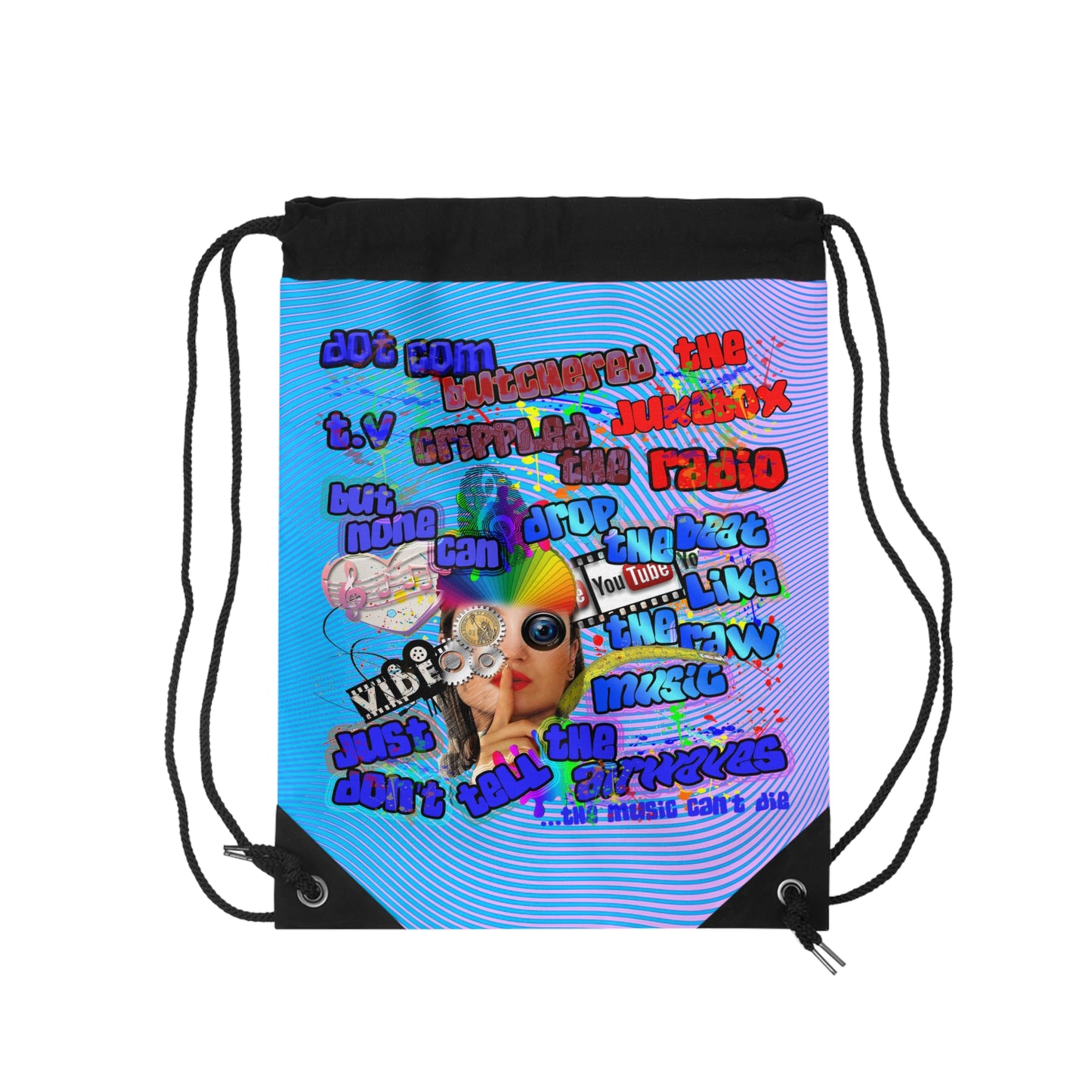 drop the beat - Drawstring Bag (light blue-purple wave)