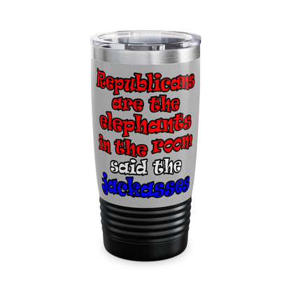 donkeys and elephants - Ringneck Tumbler, 20oz (light grey)