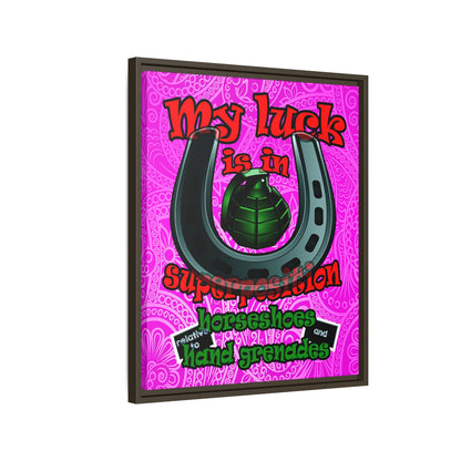 my luck - framed canvas art (pink swirl)