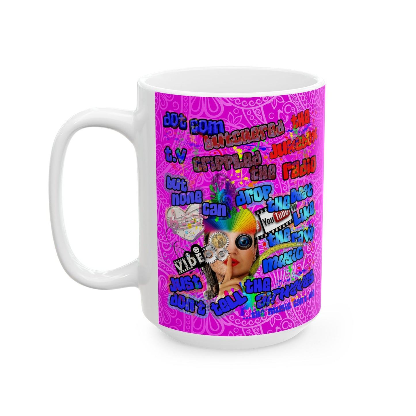 drop the beat - White Mug (pink swirl)