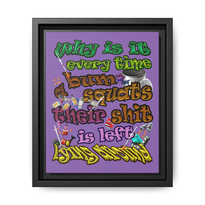 the bum's shit - framed canvas art (light purple)